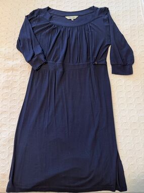Classic Navy Knee Length Dress Detail at Waist